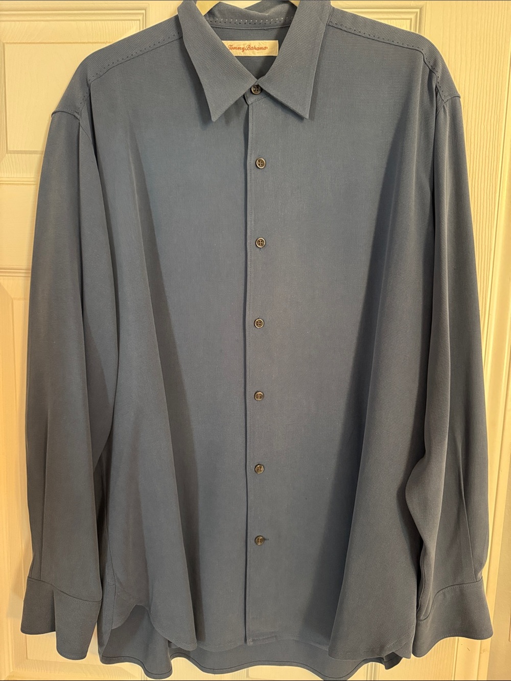 Tommy Bahama Slate Blue Long-Sleeve Button-Up Silk Shirt
